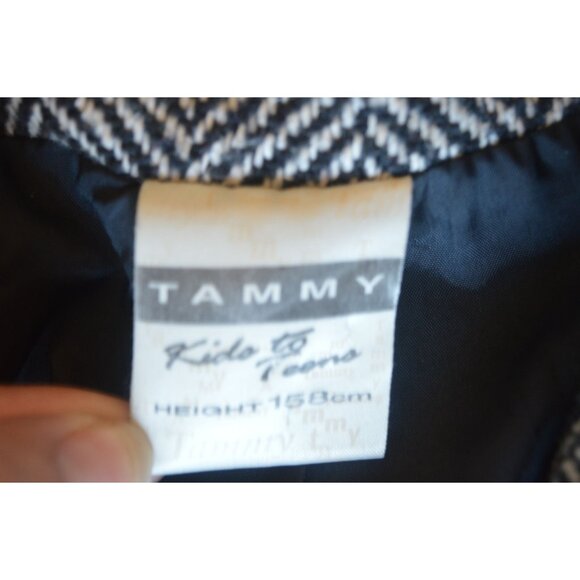 Vintage Tammy Kids to Teens Herringbone Wool Blend Trench Coat 158 CM Coquette - Picture 4 of 6